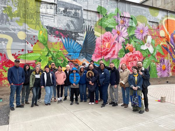 people posing during cleanup