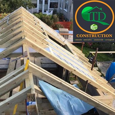 Home Build Services provided by TD in the Isle of Man.  A new timber roof construction.