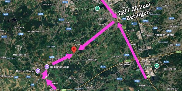 Venue Adres = Wezelbaan 129, 3290 Diest
Ride towards E314 Luik-Antwerpen (Exit 26 Paal-Beringen)