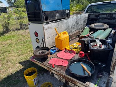 Mobile axle service being preformed