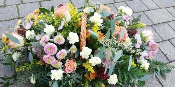 Basket of funeral flowers in york 