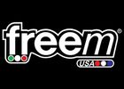 A stylized logo of the word 'freem' with color dots and 'USA' text.