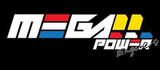 Logo displaying 'MEGA!! POWER' with bold colors and stylized text.