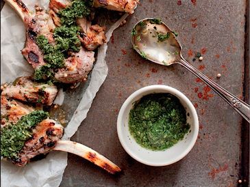 Grilled Lamb Chops with Rosewater Mint Sauce inspired by Voyager from Diana Gabaldon.