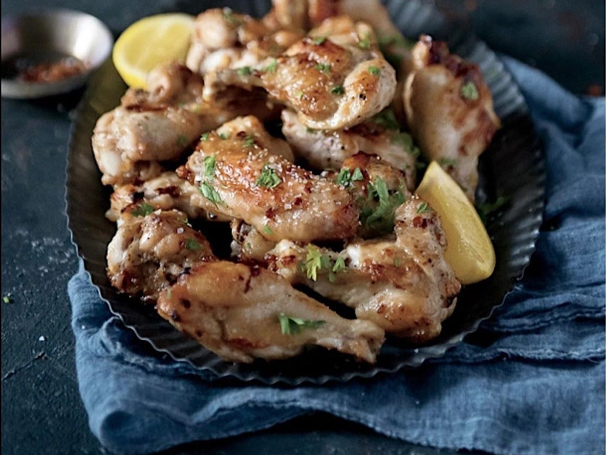 Chicken Wings Provencal with lemon and garlic from Theresa Carle-Sanders and Outlander Kitchen II
