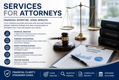 Scale and gavel with a financial report. Services for Attorneys