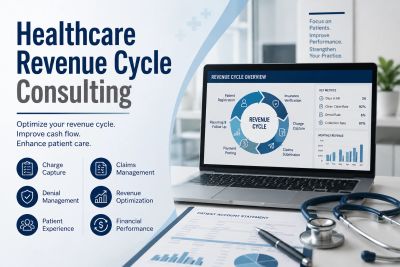 Computer screen with the revenue cycle process map. Healthcare Revenue Cycle Consulting