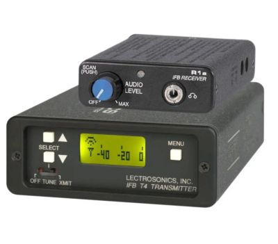 Lectrosonics IFB transmitter and receiver units.