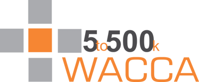 WACCA logo with orange and gray squares and text.