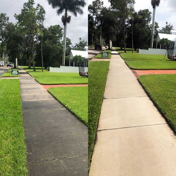 Sidewalk pressure cleaning