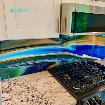 IMAGIO Solid Glass Kitchen Backsplash Imagine by Artist Ramona Patterson