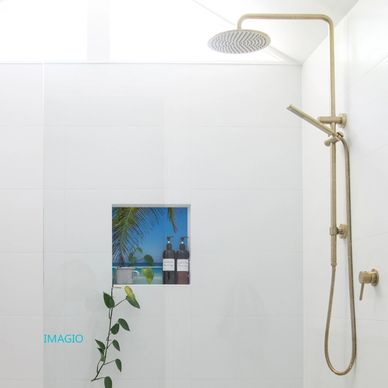 Glass Shower Niche custom printed glass by IMAGIO