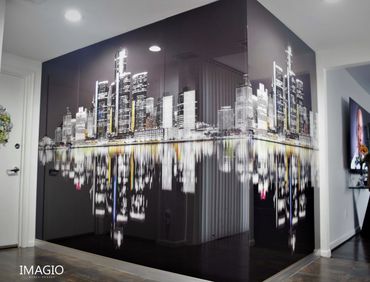 detroit skyline wall mural IMAGIO tempered glass wall art