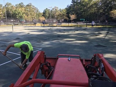 Contractor resurfacing outdoor tennis court charleston sc