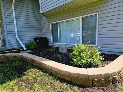 Mulch bed with block edging