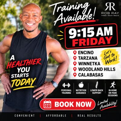 Fitness training available Fridays at 9:15 AM in multiple locations.