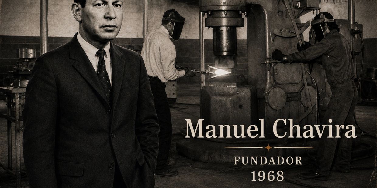 Manuel Chavira, fundador en 1968, en una fábrica.