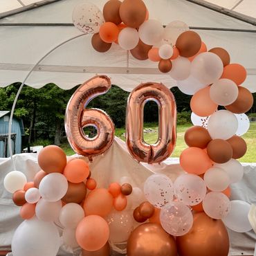 Balloon Arch with no backdrop used for 60th birthday party.