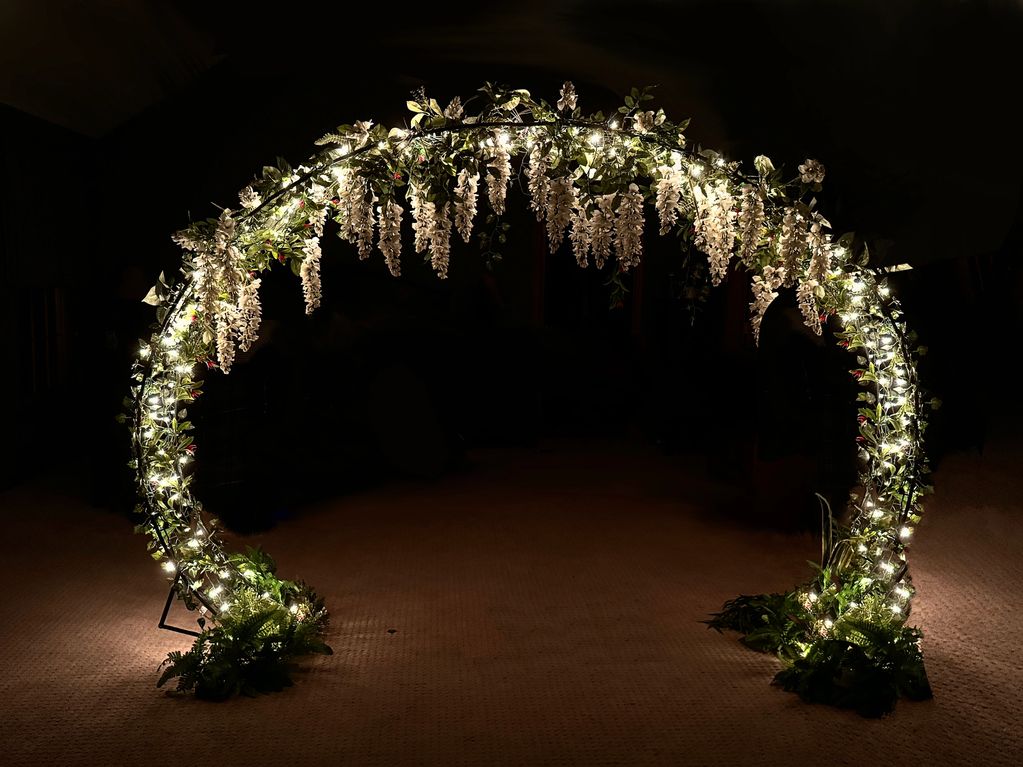 Metal Arbor used for backdrops, splits in half or used whole. Weddings, baby shower or more.