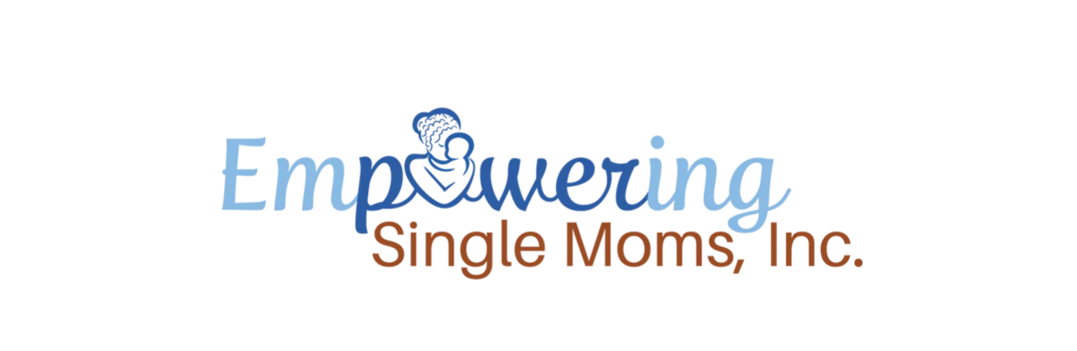 The Empowering Single Moms, Inc. logo has a mother cradling her baby for the O in Empowering.