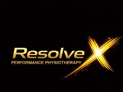 Logo for ResolveX Performance Physiotherapy in gold on black.