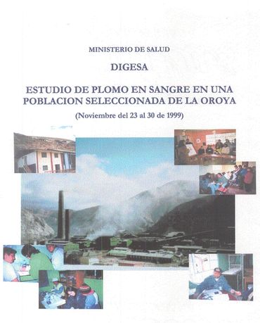 Portada documento: "Estudio de plomo en sangre en una población seleccionada de La Oroya" Año 1999