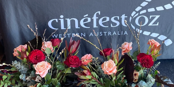 Floral arrangement for Cinefest Oz Western Australia, corporate event.