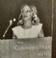 Dyane making announcements at the first convention in Reno