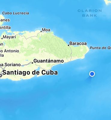 Navigation chart of eastern Cuba and Santiago de Cuba, route planning for a Caribbean yacht delivery