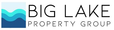 Logo of Big Lake Property Group with water waves icon.