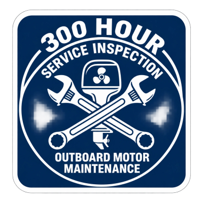 Yamaha 300-hour outboard service and maintenance badge