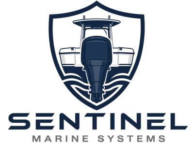 Logo of Sentinel Marine Systems with boat and shield.