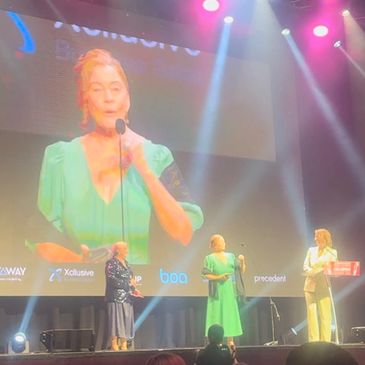 Leone on stage at the Australian Small Business Champion Awards