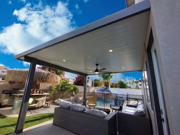 White and Gray Aluminum Patio Cover Menifee Ca