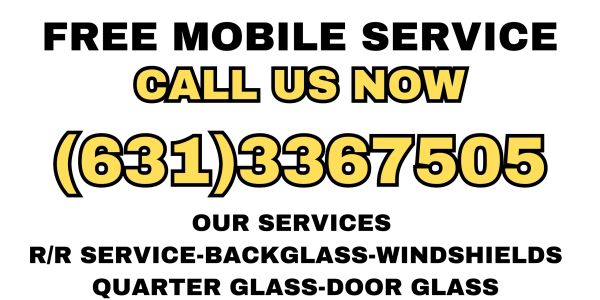 Advertisement for free mobile glass repair service with phone number.