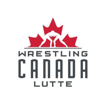 Logo for Wrestling Canada Lutte with maple leaf and wrestlers.
