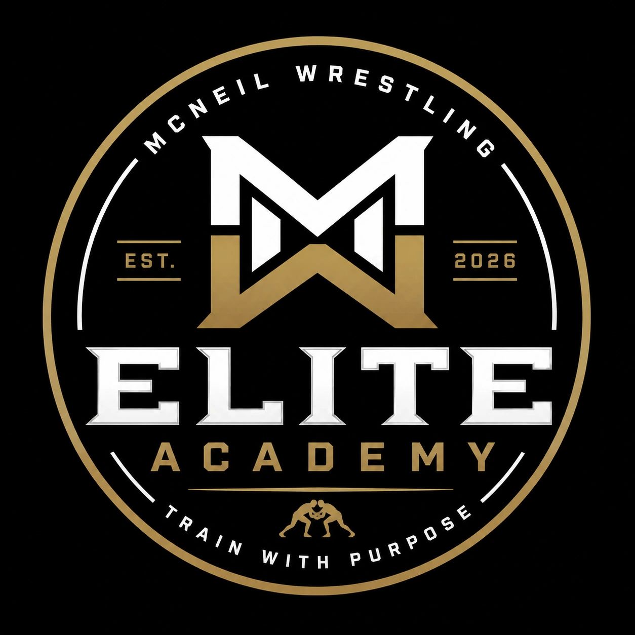 McNeil Wrestling Elite Academy logo with wrestling theme.
