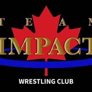 Logo for Team Impact Wrestling Club with a maple leaf.