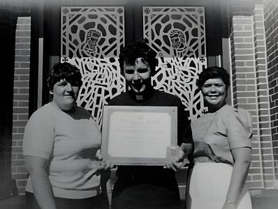 L to R:  Pat Sandherr, Fr. Joseph Kean, Josephine Noll