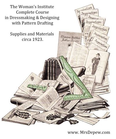Vintage 1923 dressmaking and pattern drafting course materials from The Woman's Institute.