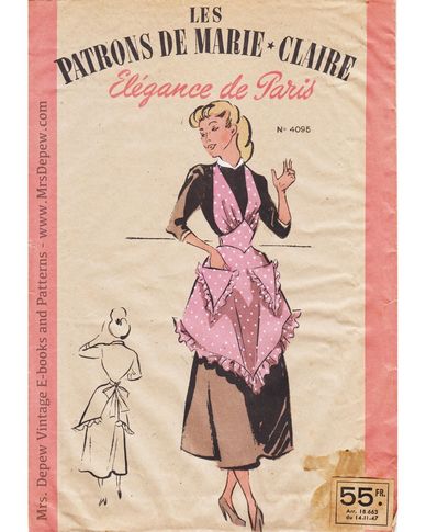 A 1940s vintage french sewing pattern for an apron.