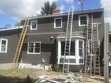 Modern siding colors and textures on new home in Cleveland