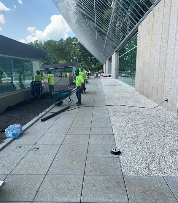 Finished stone paver sidewalk