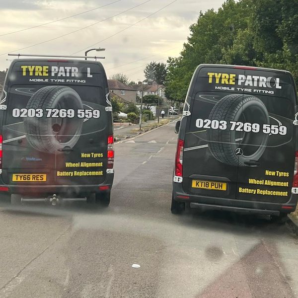 Two of our mobile tyre vans