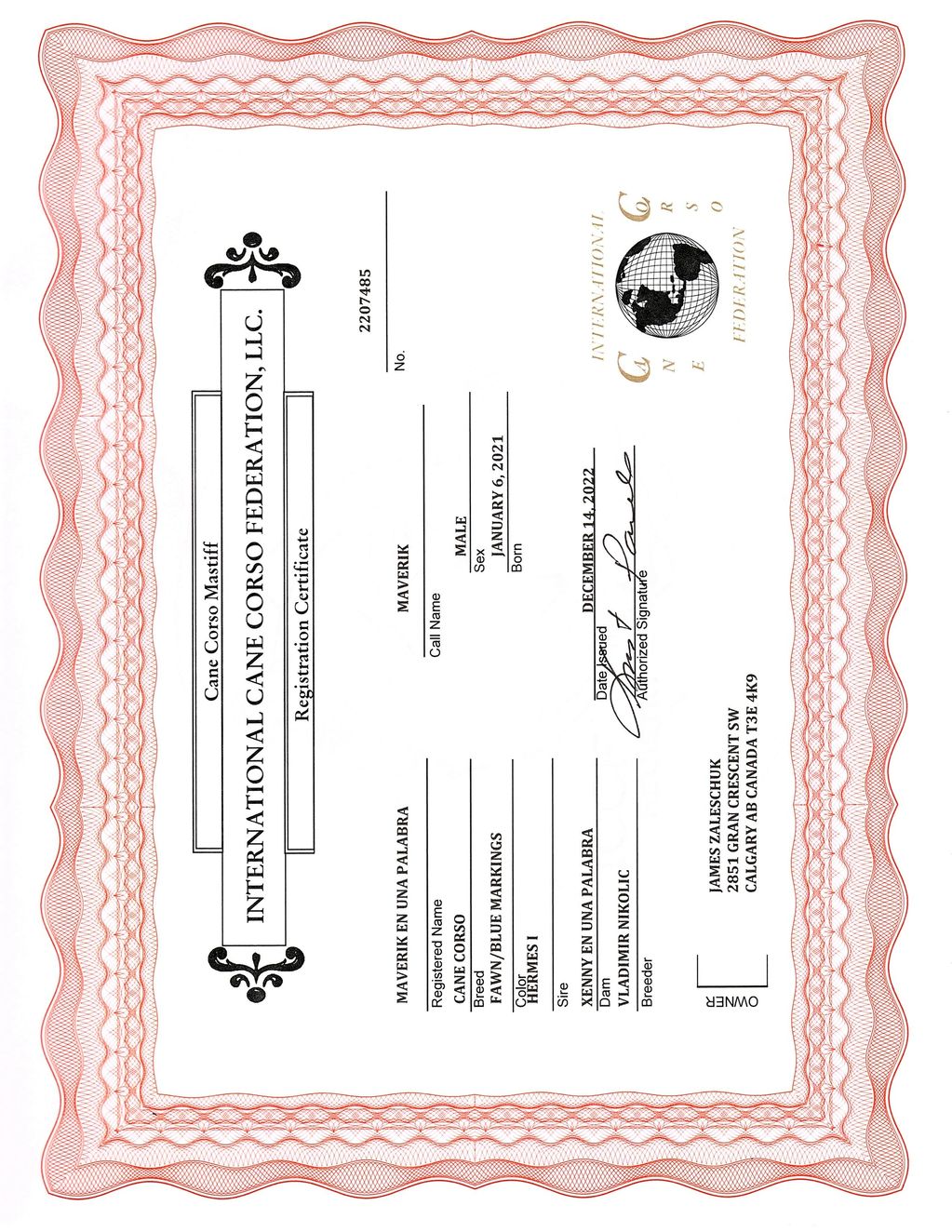 MAVERIK EN UNA PALABRA  ICCF REGISTRATION