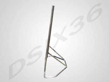 Metal motorcycle sissy bar with triangular support.