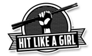 Logo of the "Hit Like a Girl"  international drumming contest open for female contestants of any age