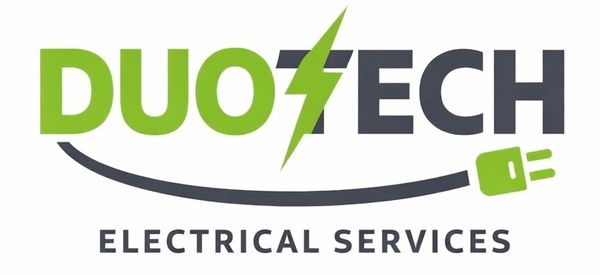Logo for DuoTech Electrical Services with a green and black color scheme.