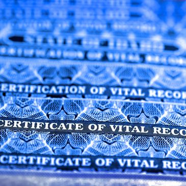 Image of multiple certificates stating "Certification of Vital Record"
