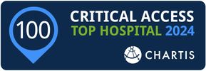 Graphic of the CHARITS Top 100 Critical Access Hospital 2023 Award